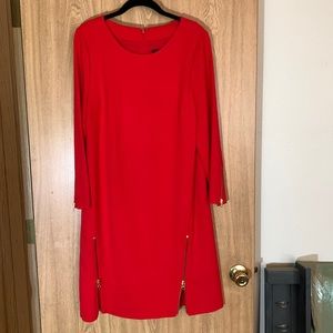 J. Crew Red wool shift dress with exposed zipper details, sz 10T
